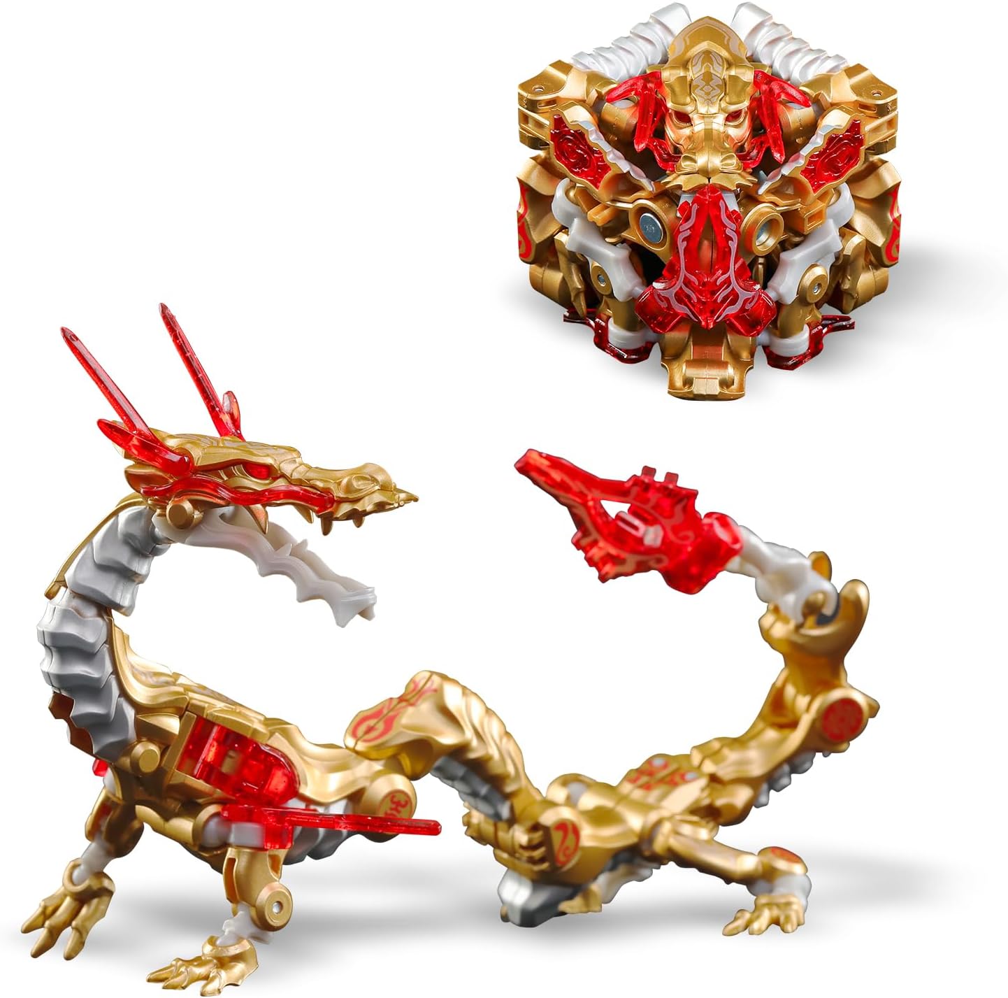 INFINITYBOX IB-04 Chinese Dragon-Golden Dragon Deformation Toys Action Figure, Converting Toys in Mecha and Cube, Perfect Birthday Party Gift for Teens and Adults
