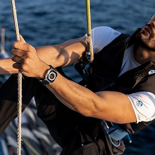 Miniatura 8 de DaQin Correa deportiva táctica de nailon resistente compatible con Apple Watch Band Ultra de 1.929in, 1.732in, 1.772in y 1.654in, para hombres,