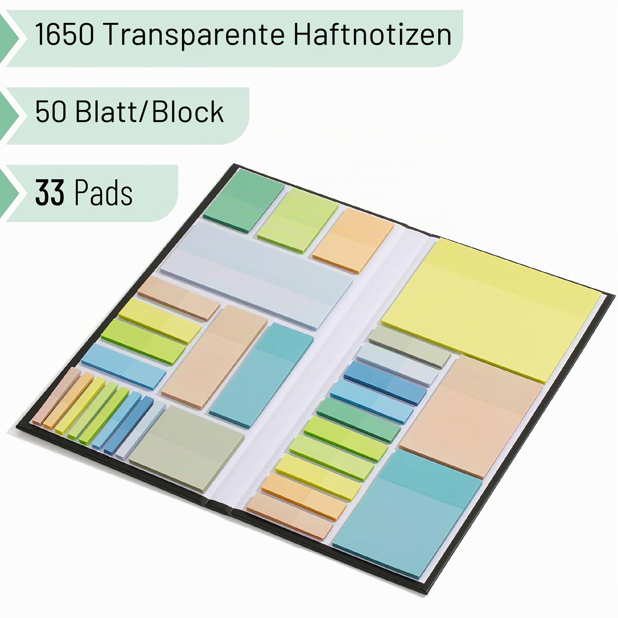 Mr. Pen- Transparent Sticky Note Set, 1650 Sheets, Pastel Colors, Divider Sticky Note Dividers Tabs