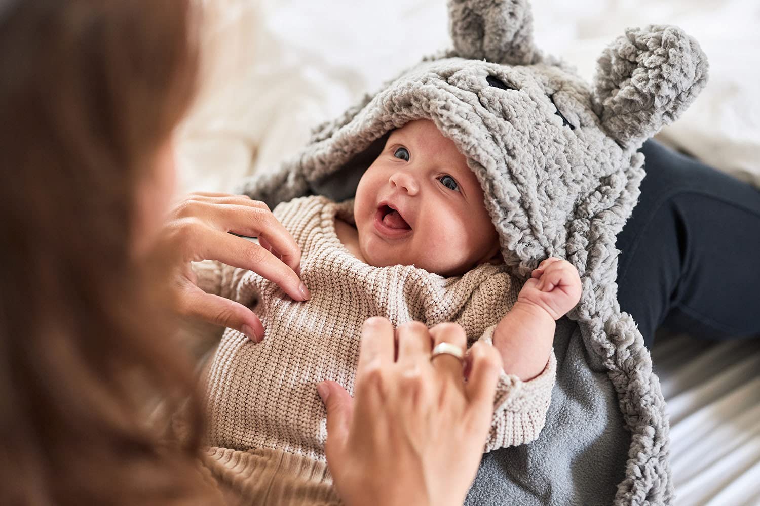 Jollein Kocyk Bunny Wrap, 100 cm Długość x 105 cm Szerokość, Storm Grey