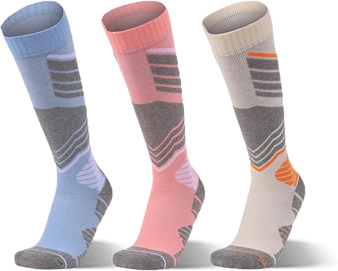 3 Pairs Merino Wool Ski Socks for Womens Mens,Thermal Thermal Winter Warm Thick Knee High Socks for Skiing Snowboarding