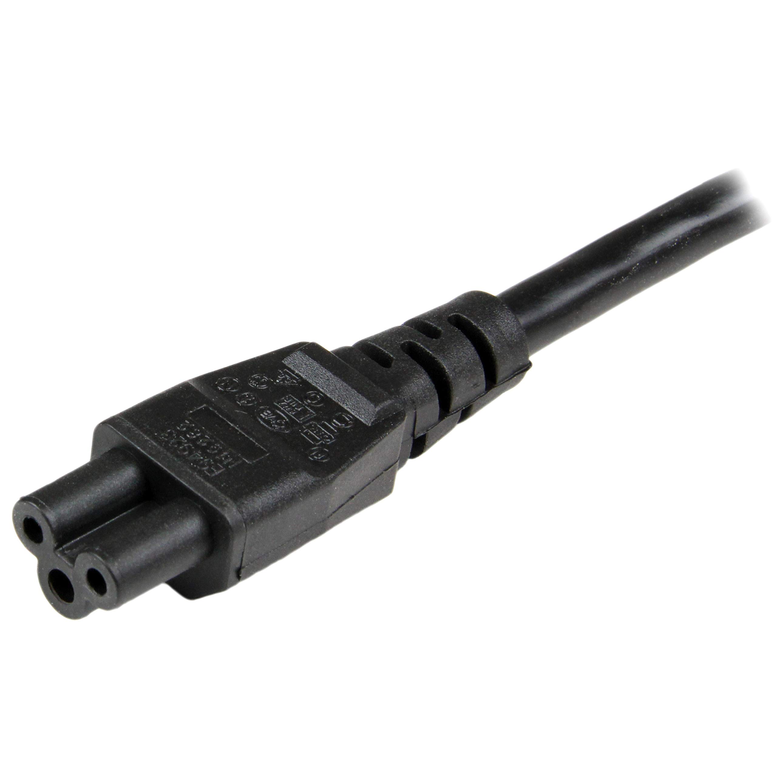 StarTech.com Kabel do ładowania laptopa, 2 m, EU Schuko na C5, 2,5 A 250 V, 18AWG, zapasowy kabel zasilający do notebooka/laptopa, zasilacz sieciowy, kabel zasilający, koniczynka/Mickey Mouse