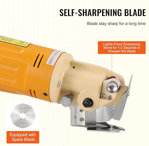 Miniatura 4 de VEVOR Cortador de tela, máquina de corte rotativa eléctrica de tela de 170 W, grosor de corte de 1 pulgada, cuchillo octogonal, con hoja de repuesto
