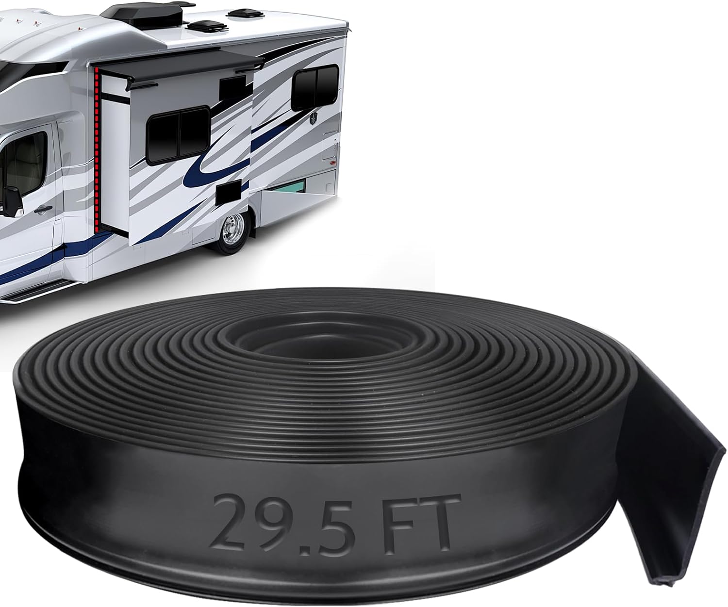 RV Slide Out Seal 1-1/2" 29.5 FT, R854056 RV Weather Stripping Exterior (Clip-On), Rubber Material, Wear-Resistant, Suitable for RVs, Camper