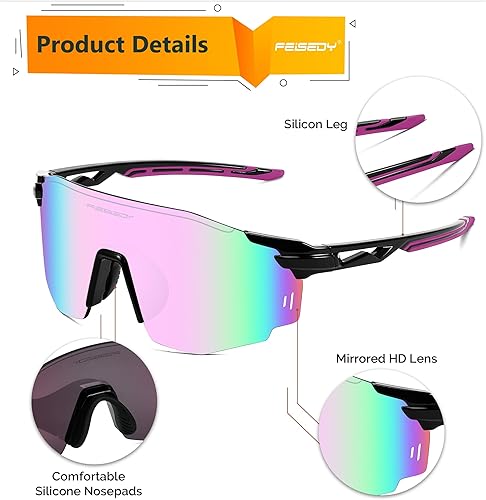 Miniatura 6 de FEISEDY Gafas de sol deportivas sin montura para hombres y mujeres Tr90 Marco para ciclismo Pesca Correr B0116