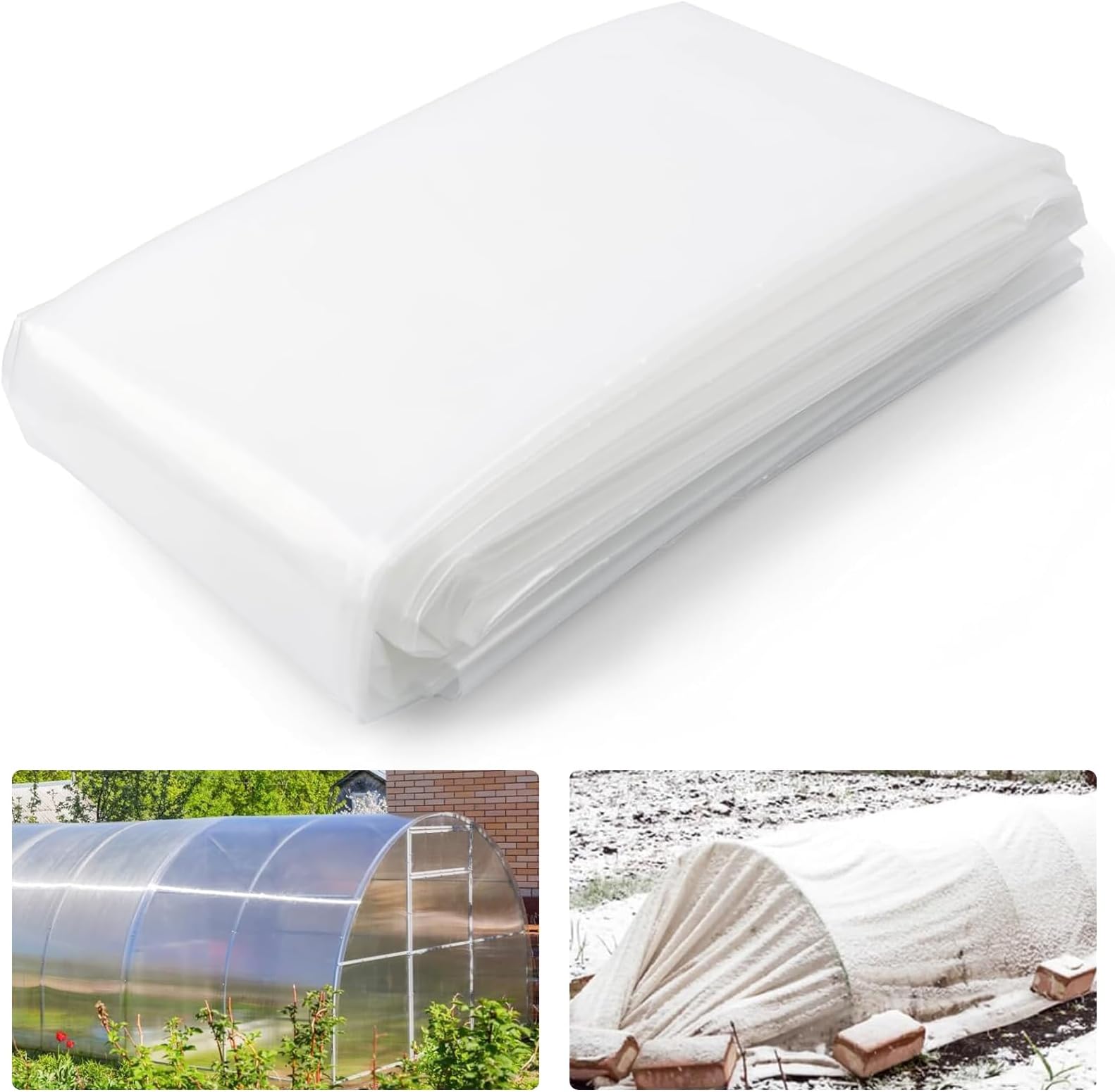 2M X 3M Heavy Duty Polythene Plastic Sheeting, Thick Clear Plastic Sheeting Strong Garden Grow Polythene Cover Sheets for Garden,Farms, Agriculture and Building Rubble Protection