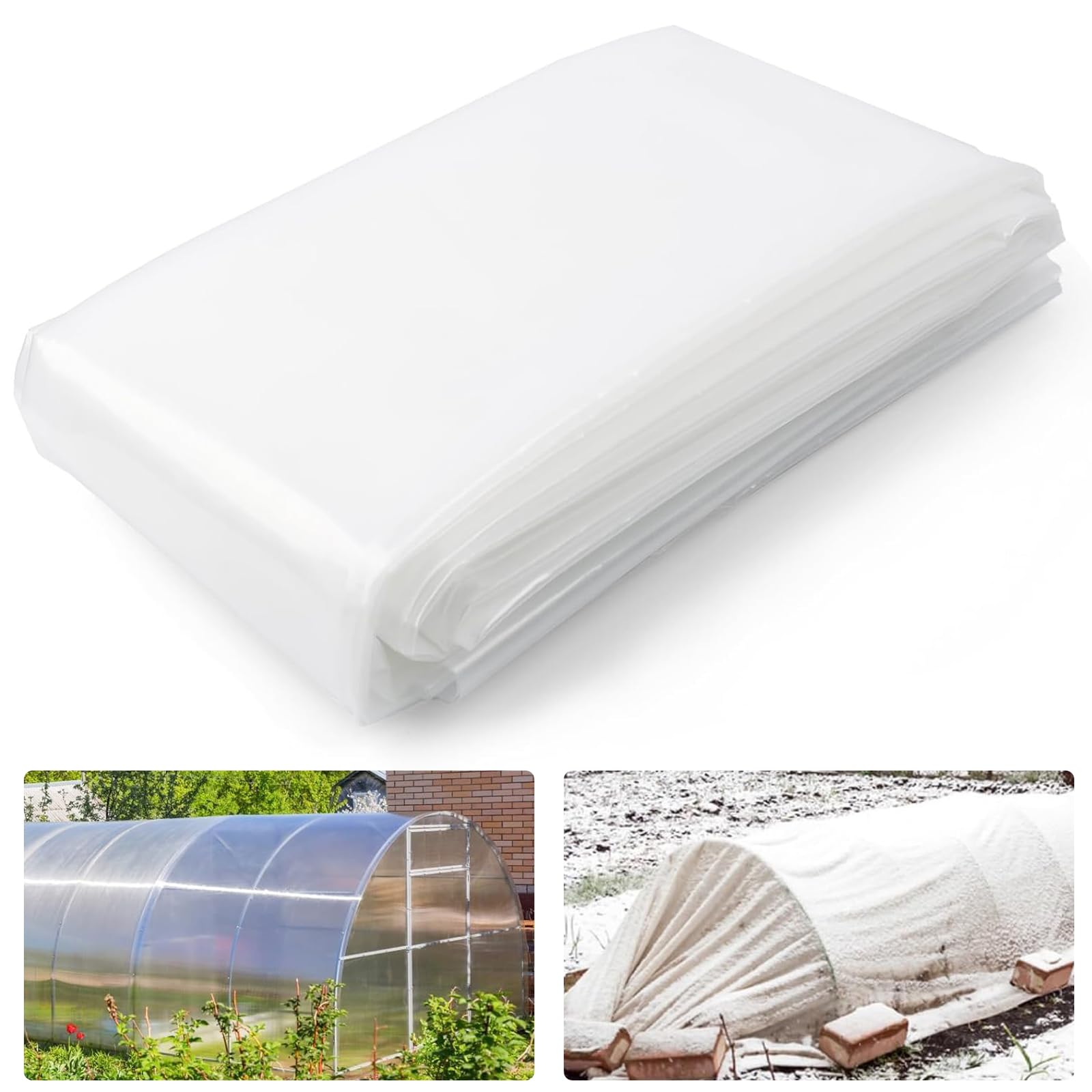 2M X 3M Heavy Duty Polythene Plastic Sheeting, Thick Clear Plastic Sheeting Strong Garden Grow Polythene Cover Sheets for Garden,Farms, Agriculture and Building Rubble Protection