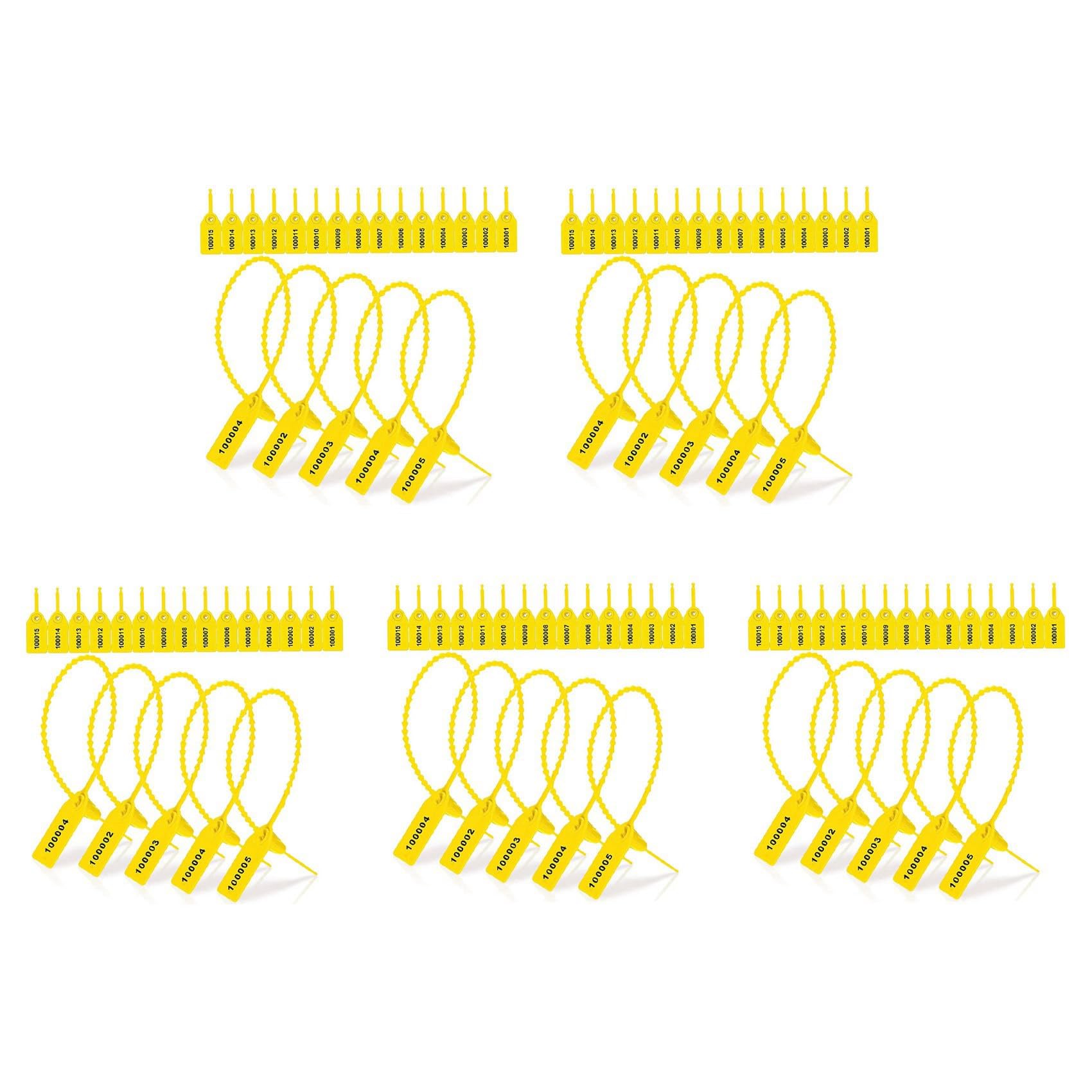 Ctrlzs Yellow 5000 Pcs Plastic Tamper Seals Fire Extinguisher Tags Security Tags Seals Safety Numbered Zip Ties Labels (Yellow)