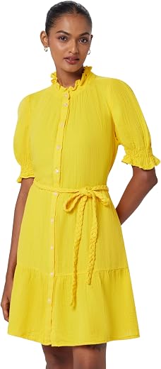 Gap Women’s Regular Fit Tiered Mini Belted Gauze Casual Dress