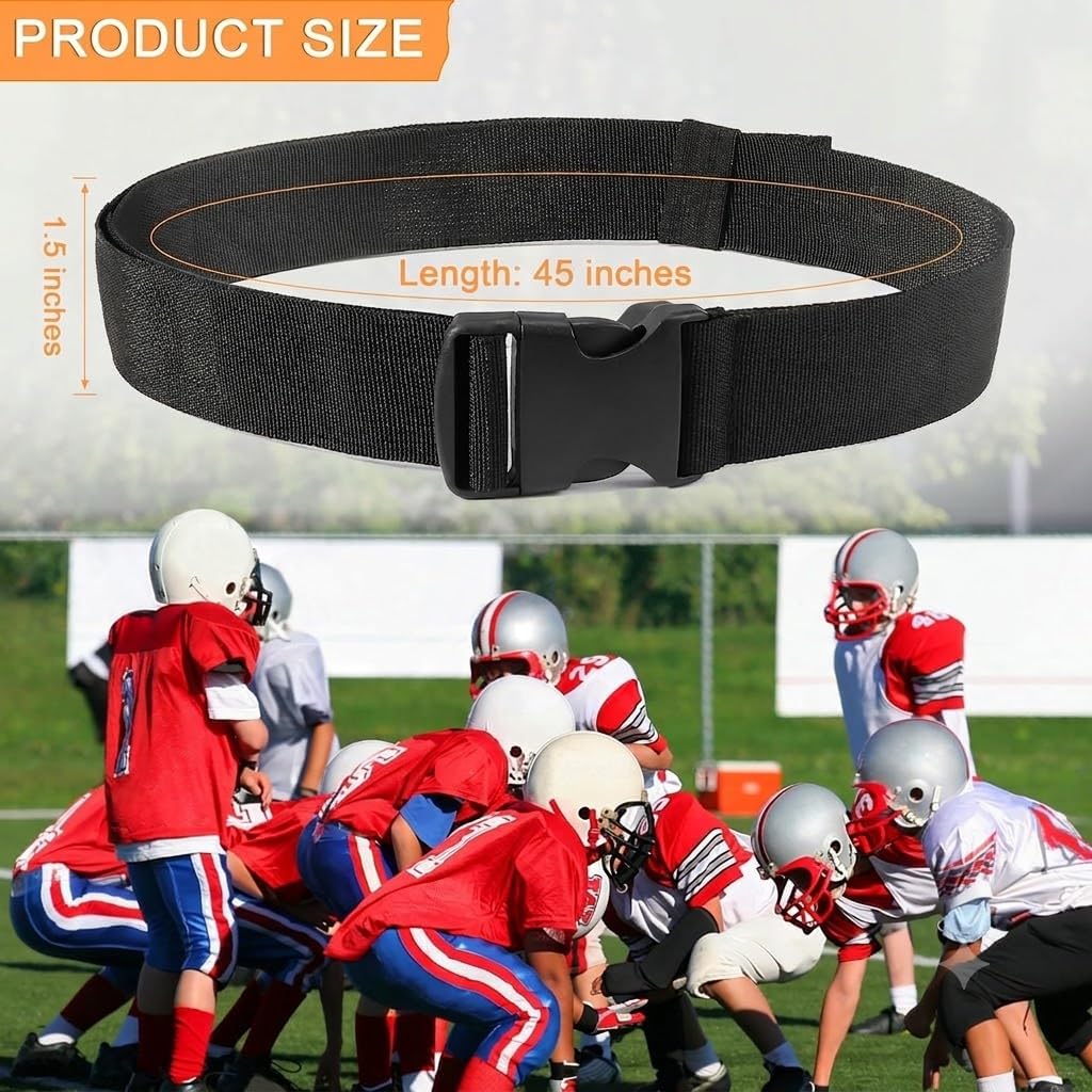 8-Pack Web Football Pant Belt For Men, Women, Youth, Kids | Quick Side Release Buckle, 45-Inch Length, 1.5-Inch Width, Nylon Webbing, Elastic Loop Keeper to Tuck Excess Belt