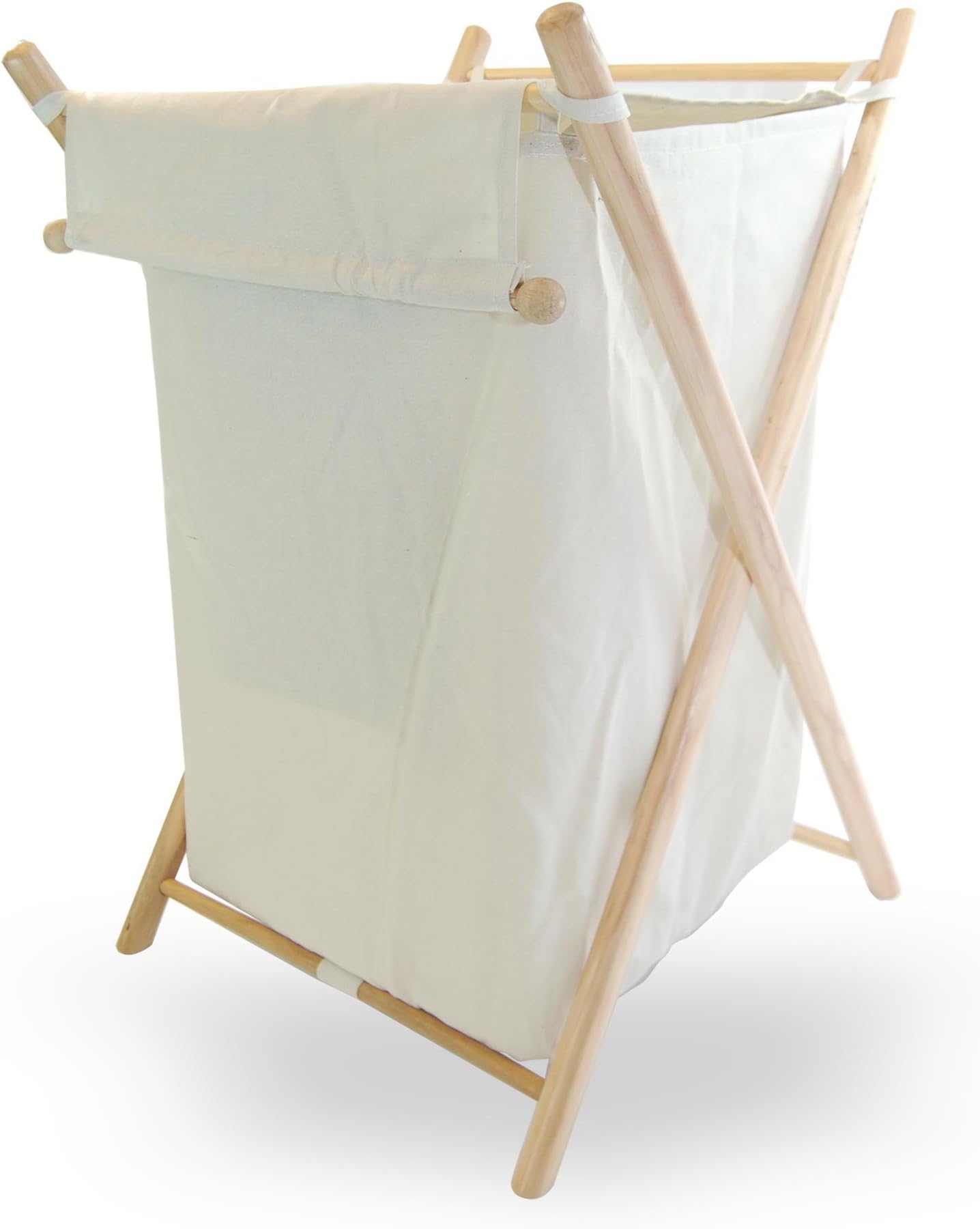 Roman at Home Round Wood Folding Laundry Basket