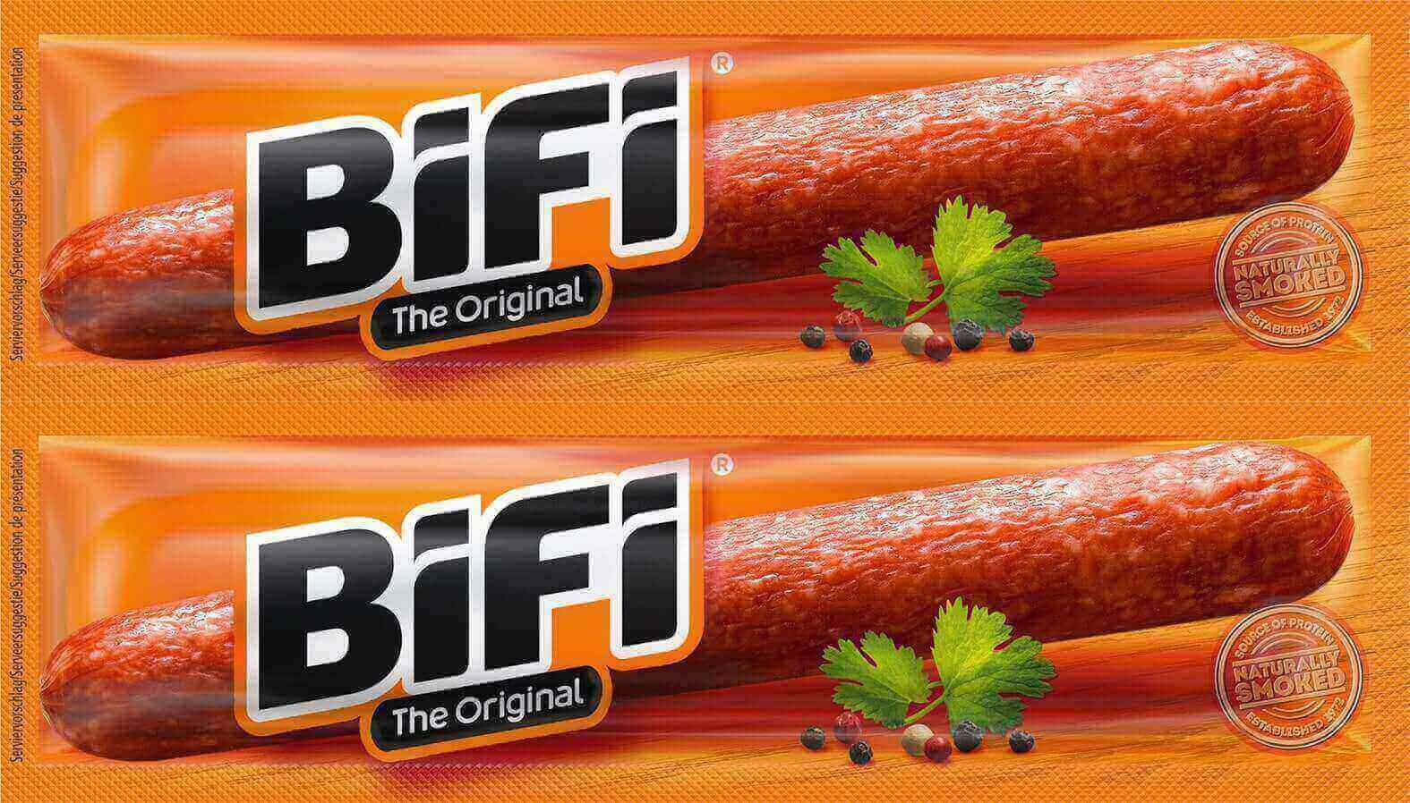 BiFi Original Twinpack – 18er Pack (18 x 2 x 18.5g) – Salami Sticks - Original Wurstsnack To Go - Luftgetrocknet- für Unterwegs, im Büro oder beim Sport - mit Pfeffer, Koriander und Knoblauch
