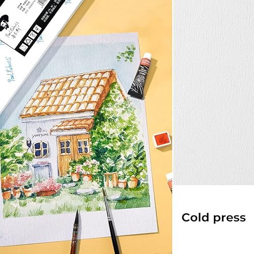 Miniatura 4 de Paul Rubens 60 hojas de papel de acuarela, prensa en frío, 50% algodón y 140 libras10.58 ozm, sin ácidos, papel blanco a granel para artistas,