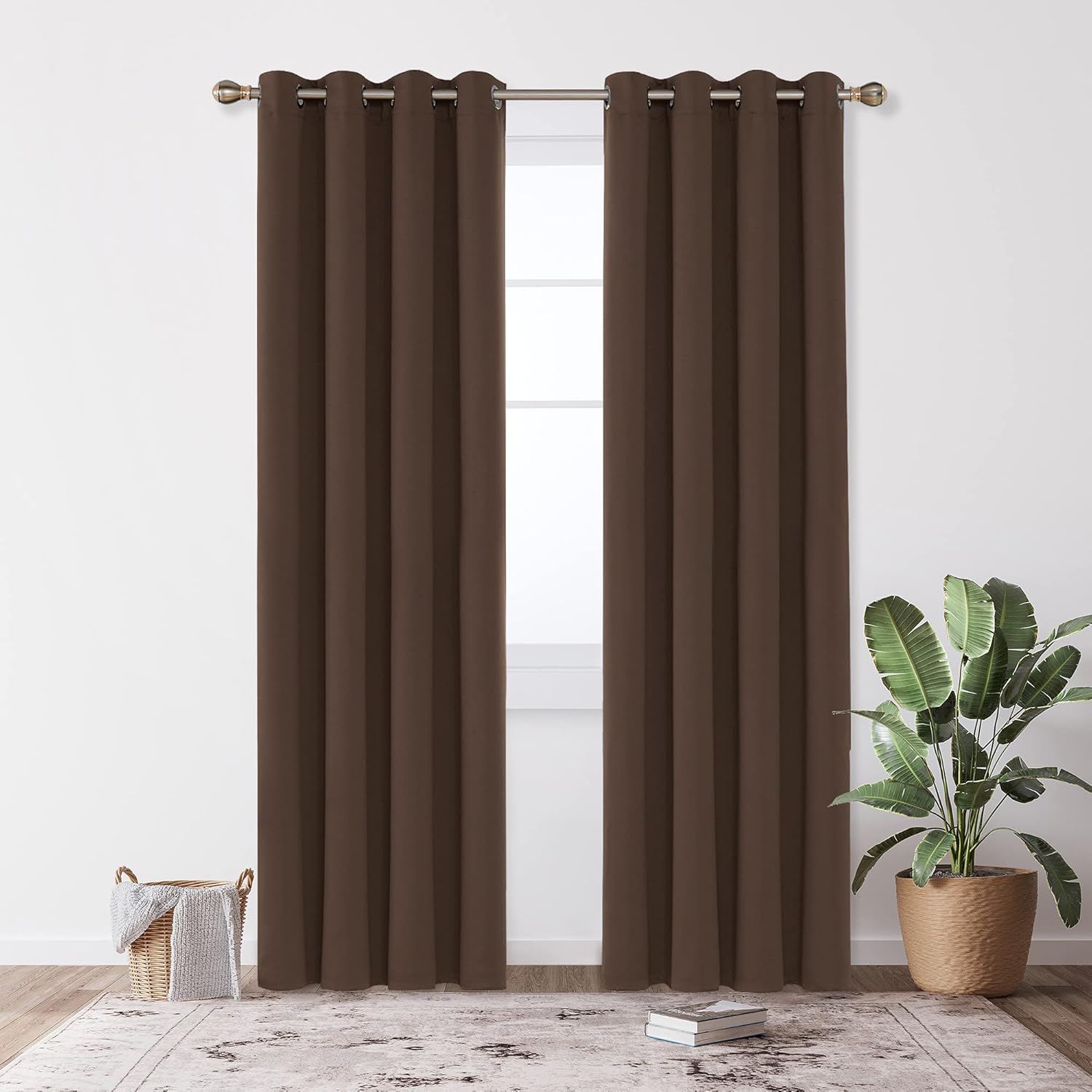 Deconovo Window Treatment Super Soft Blackout Curtains Thermal Insulated Eyelet Curtains for Bedroom Dark Mocha 90x108 Inch 2 Panels - Image 3