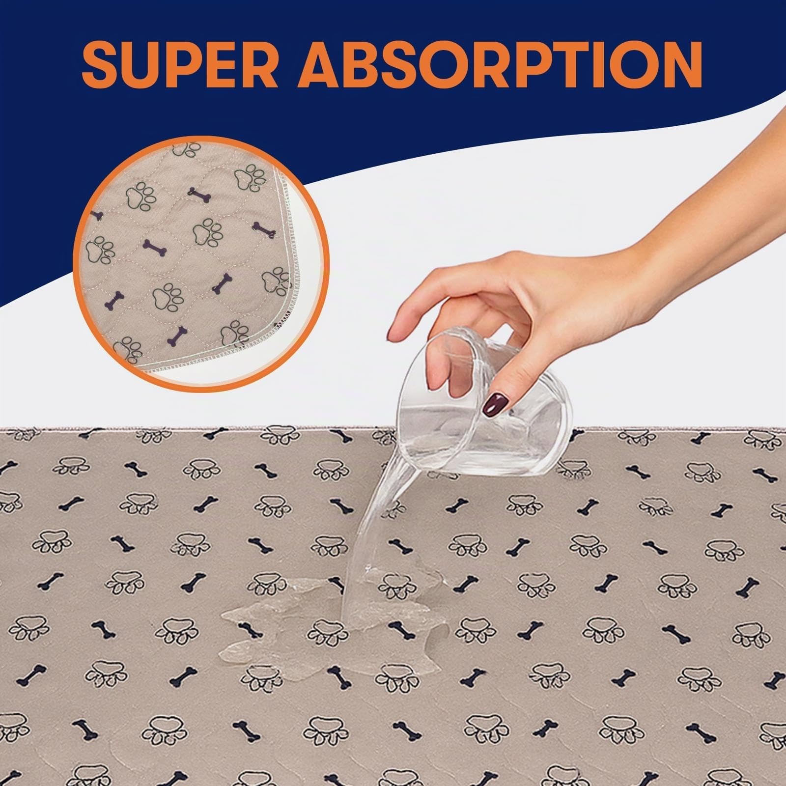 Tapis Éducateur Chien Réutilisable, Lot de 2, Gris & Marron, Lavable, Antidérapant, 90x70cm – Alèse Chiot & Chien, Anti-Fuites, Parfait pour Chiens, Chats et Lapins