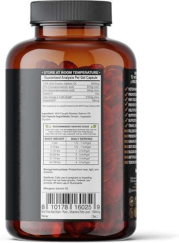 Miniatura 4 de Best Paw Nutrition Aceite de salmón puro de Alaska salvaje para perros y gatos, alergias, picazón seca en la piel, puntos calientes y alivio del