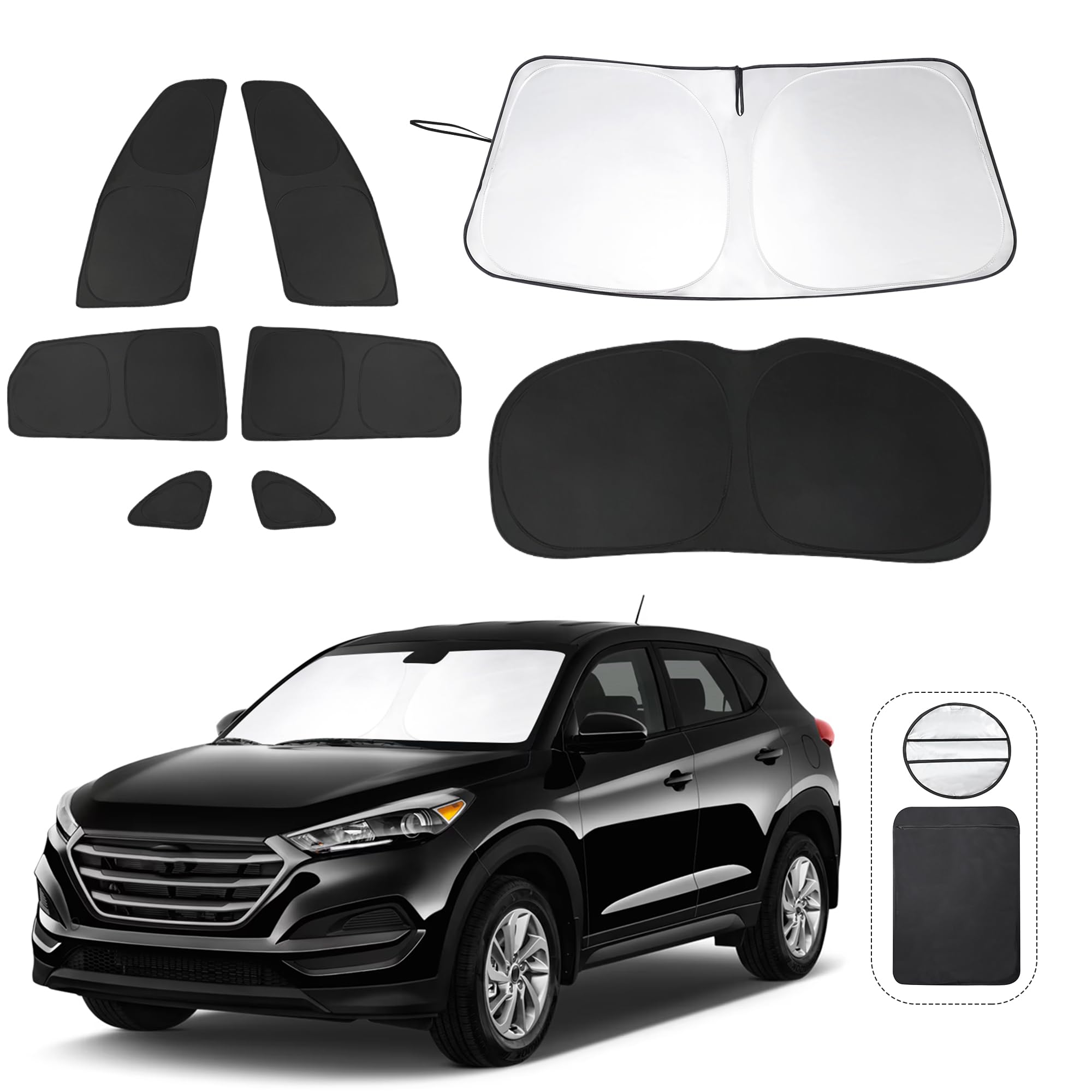8PCS YYCKE Window Shades for Tucson 2016-2021 for Hyundai Accessories Car Side Full Windows Rear Triangular Windshield Sun Shade Sun UV Rays & Privacy