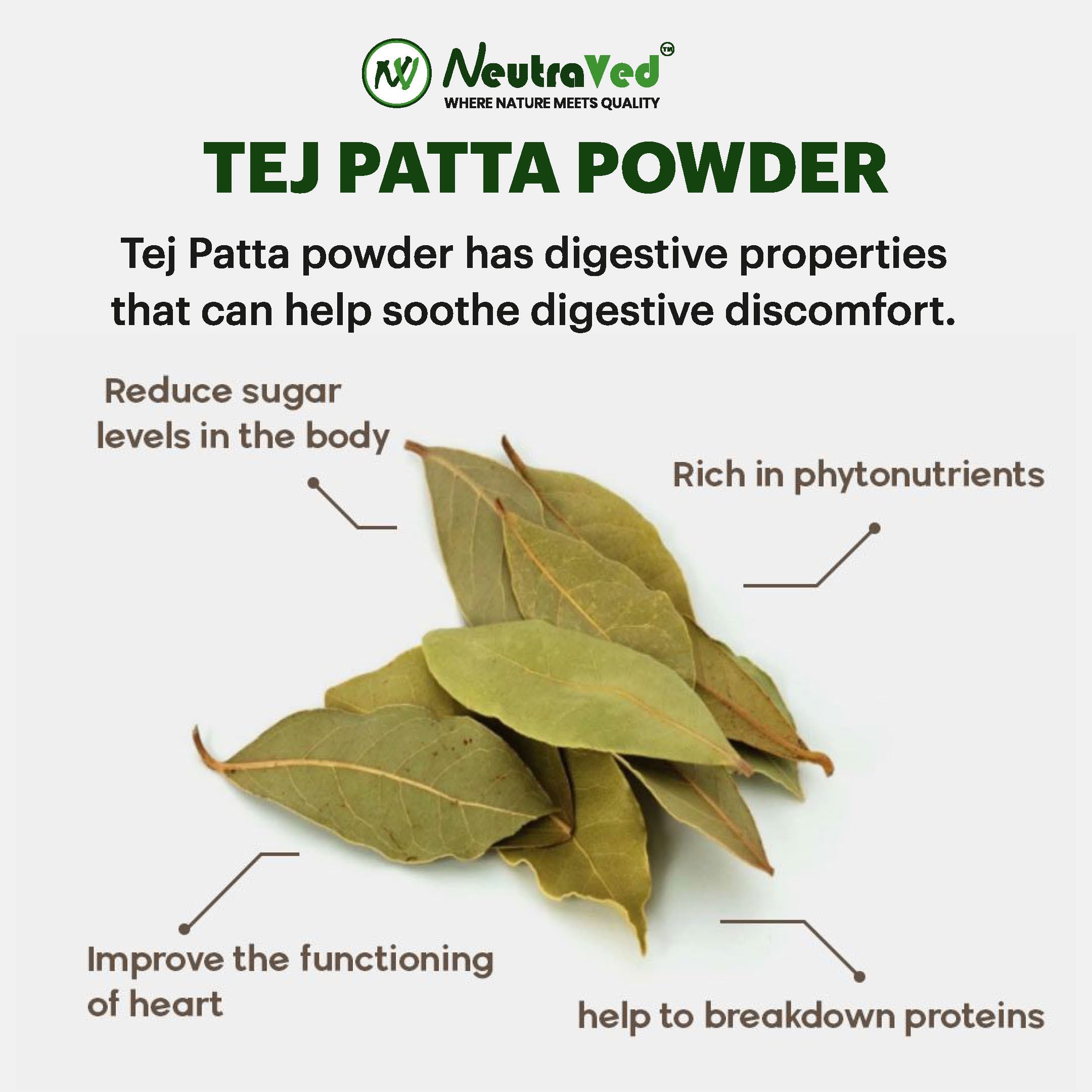 NeutraVed Tej patta Powder, 250 grams | Bay Leaf Powder | Cinnamomum Tamala - Image 7 thumbnail