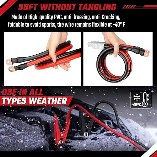Miniatura 3 de Cables de arranque, 30 pies de calibre 10, 1500 amperios, cables de batería de refuerzo resistentes con kit de instalación permanente y enchufe de