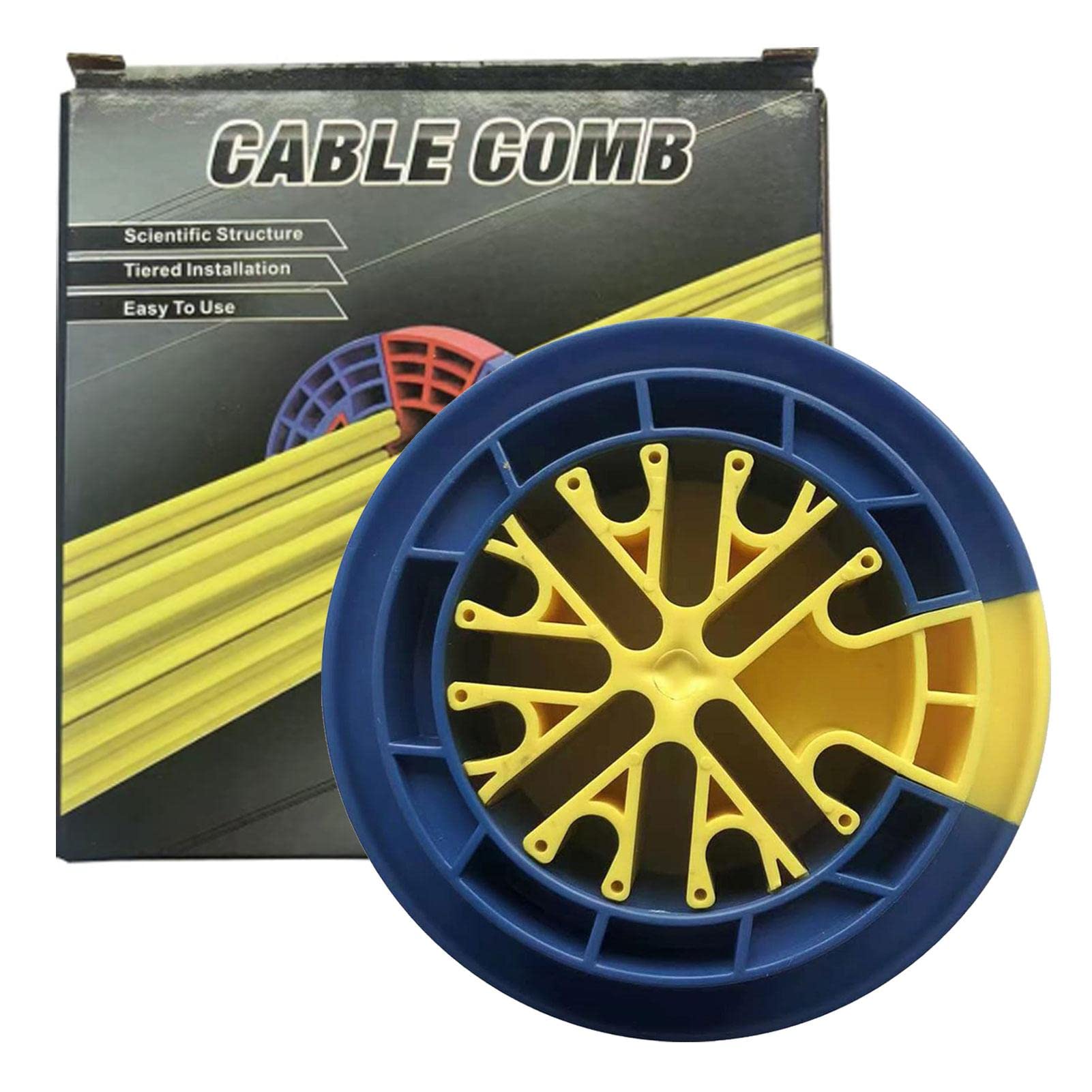 Pigmana Blue Yellow Cable Management Tool - Wire Comb Management,Cable Dresser, Bundler, Organizing Tool, Data Wire Comb, Daily Use Cable Dresser, Ideal For Cable Management