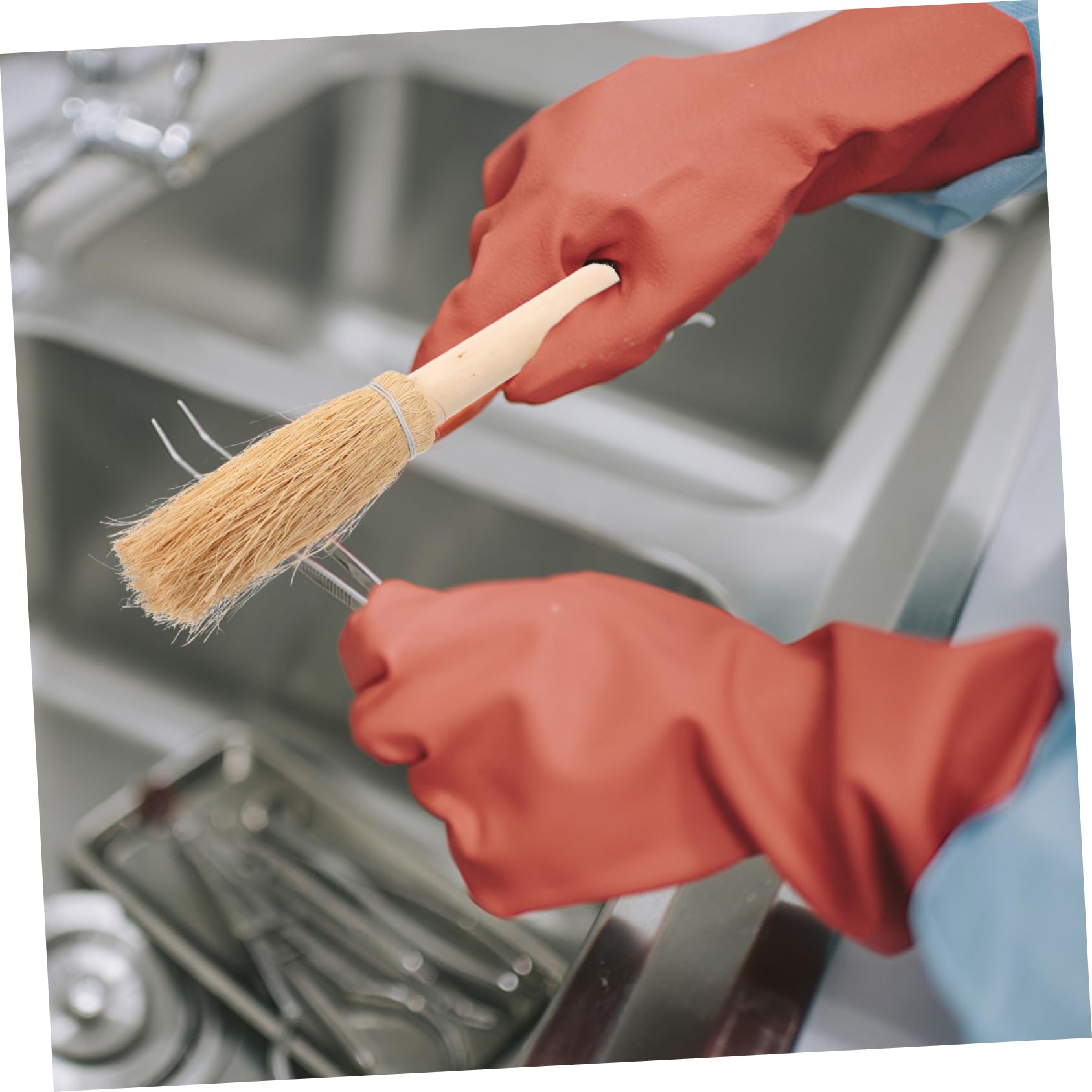 Cepillo para Fregar Platos De Palma De Limpiador De Ollas Y Wok Cepillo Beige De para Fregar Platos De Cerdas De Colores De Fibra De 2 Piezas x 4