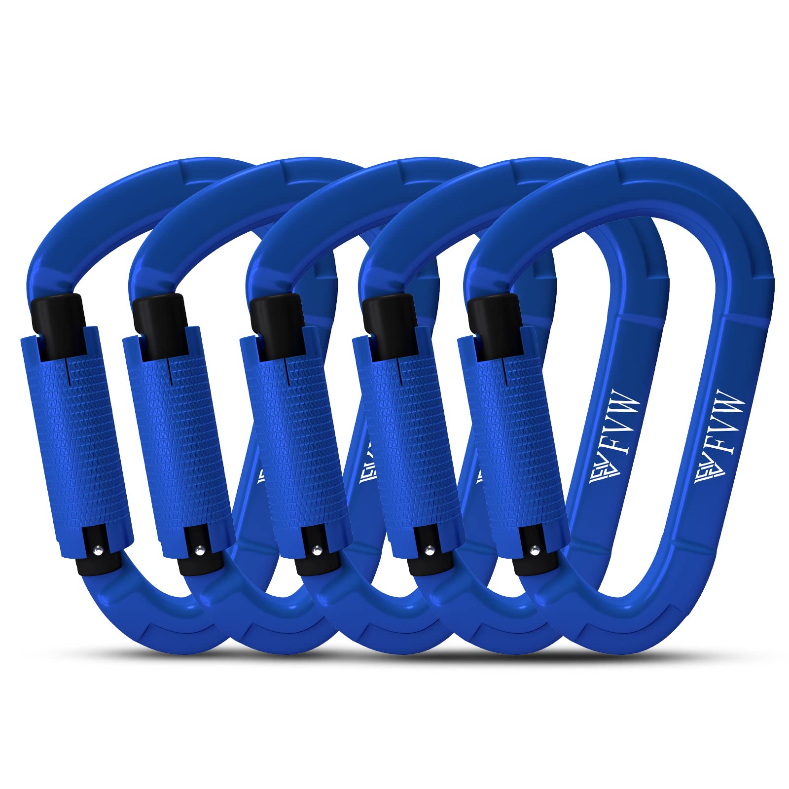 Mousqueton Escalade, 5PCS Mousquetons Verrouillage Automatique, 25kN Mousqueton, Certifié CE, Solide, pour Alpinisme, Laisse Chien, Sac de Frappe, Pompier, Hamac, Porte clé, Forme de D