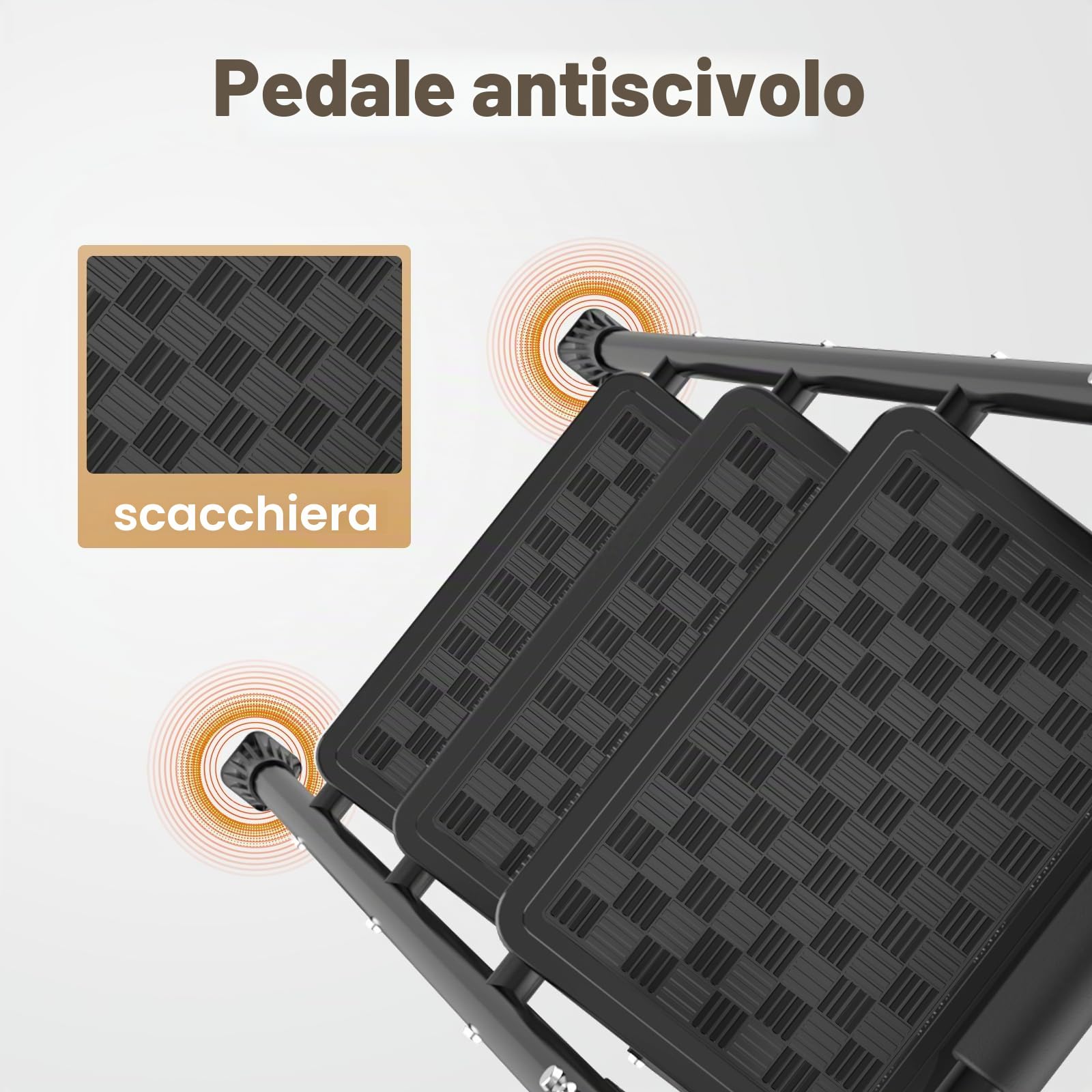 HBTower Scala 3 Gradini Pieghevole, Pedane Antiscivolo con Design a Mosaico, Corrimano Imbottito, Leggera e Salvaspazio, Portata 150KG