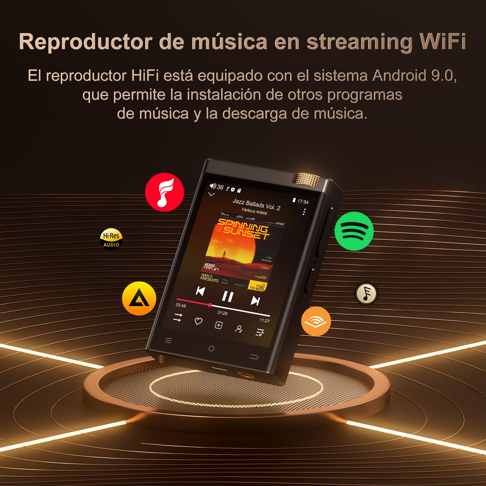 Reproductor MP3 HiFi, Oilsky 80GB Android 9.0 Spotify MP3 con Bluetooth y WiFi, 2,8'' sin Pérdidas DSD de Alta Fidelidad Digital Portátil Audio Música Player (negro1)