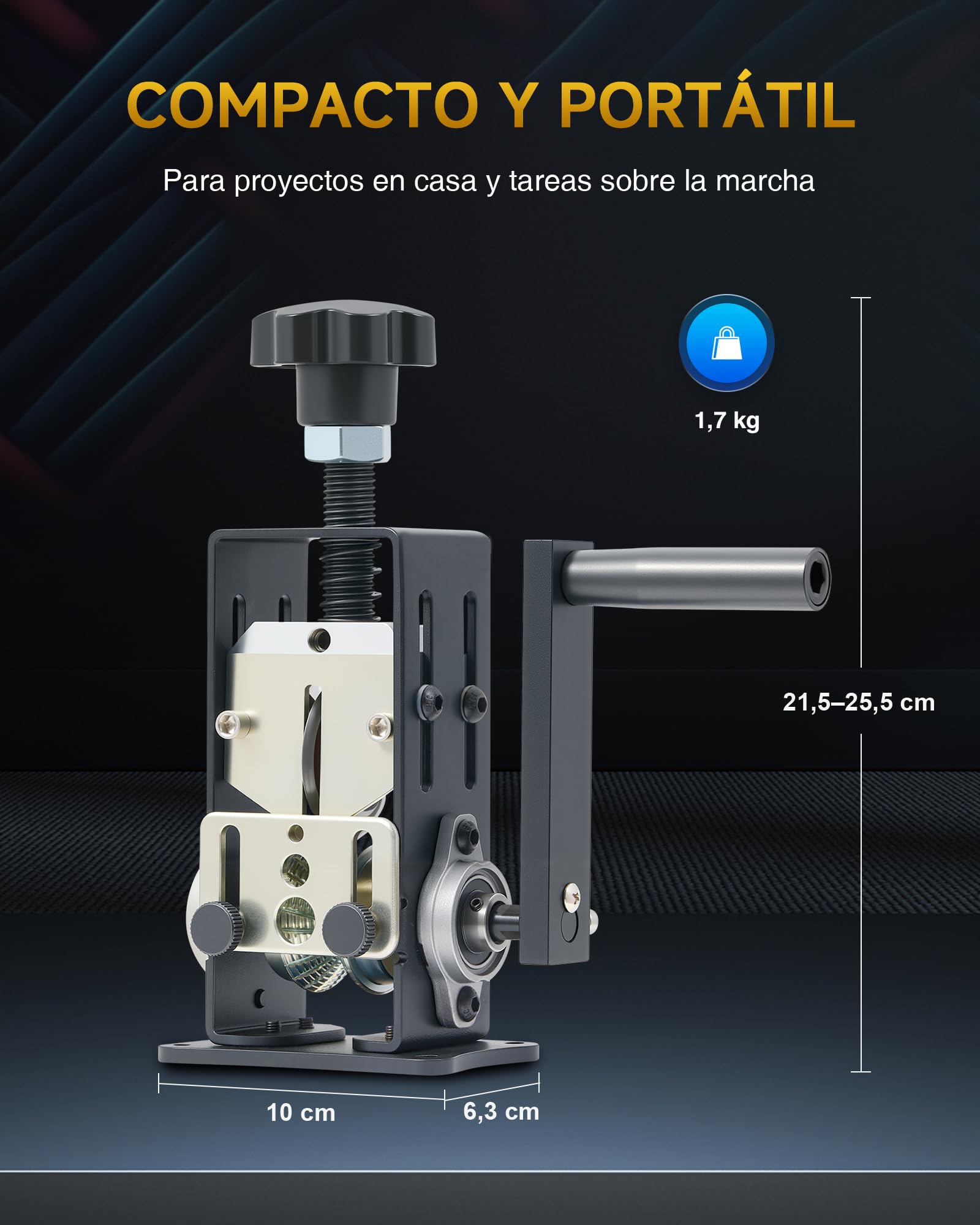 CREWORKS Máquina Pelacables Manual de 1,5 a 25 mm, Pelacables de Cobre compatible con Taladros para Alambre de Chatarra con 2 Placas de Orificio de Alimentación