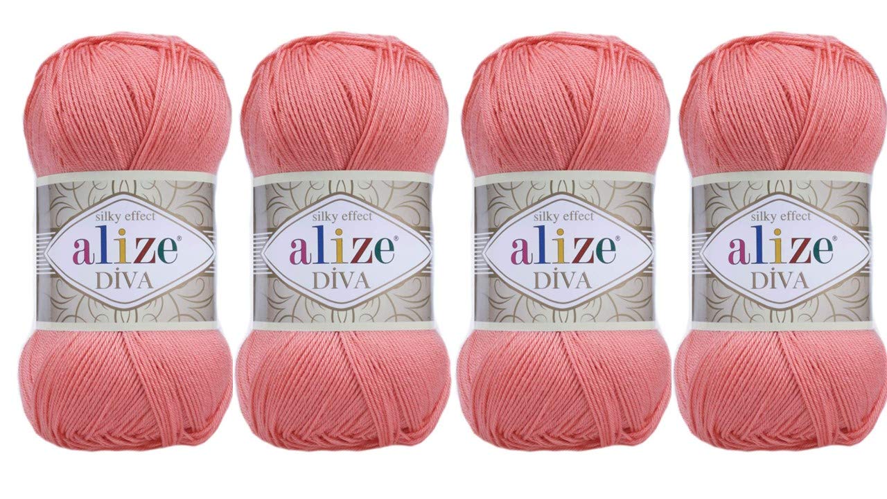 Alize4 Balls Hand Knitting Yarn 100% Microfiber Acrylic Yarn Diva Silk Effect Thread Crochet Art Lace Craft Lot of 4 skeins 400gr 1532yds (619)