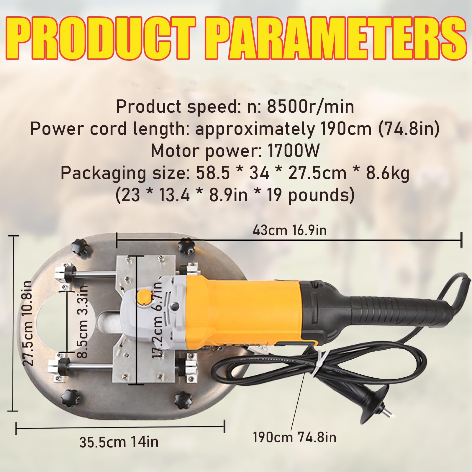 Dehorner elettrico del bestiame, 1700W Horn Cutting Machine, Strumento di dehorning del bestiame per mucche, pecore e tori, efficiente attrezzatura agricola per la rimozione del corno