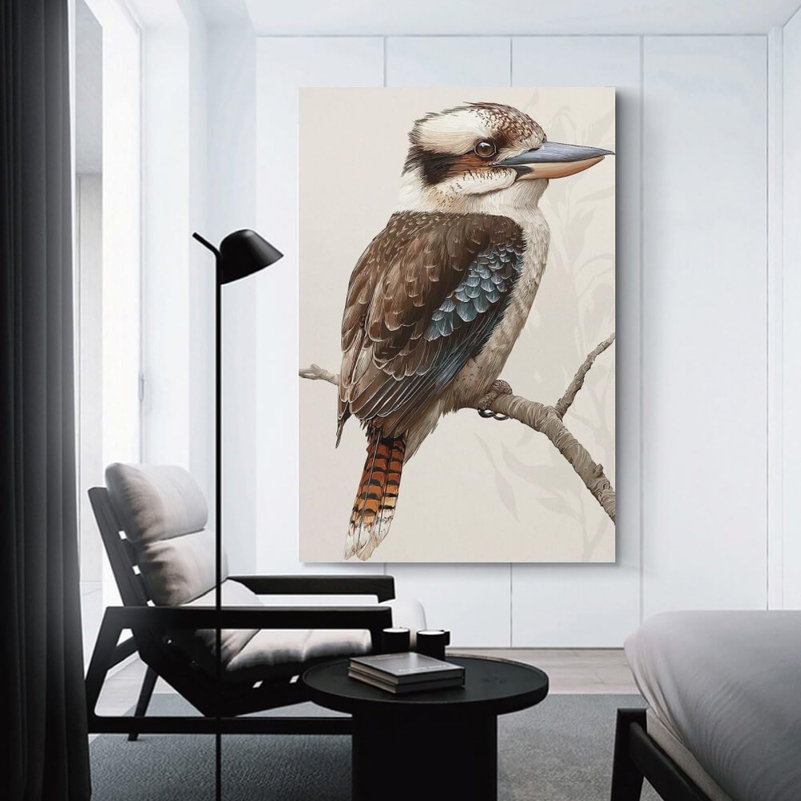 Junmoney Room Decor Wall Art Kookaburra Bird, 08x12inch(20x30cm), for Home Office, Desk Area Or Studio, An Interior Accent for Desk Areas