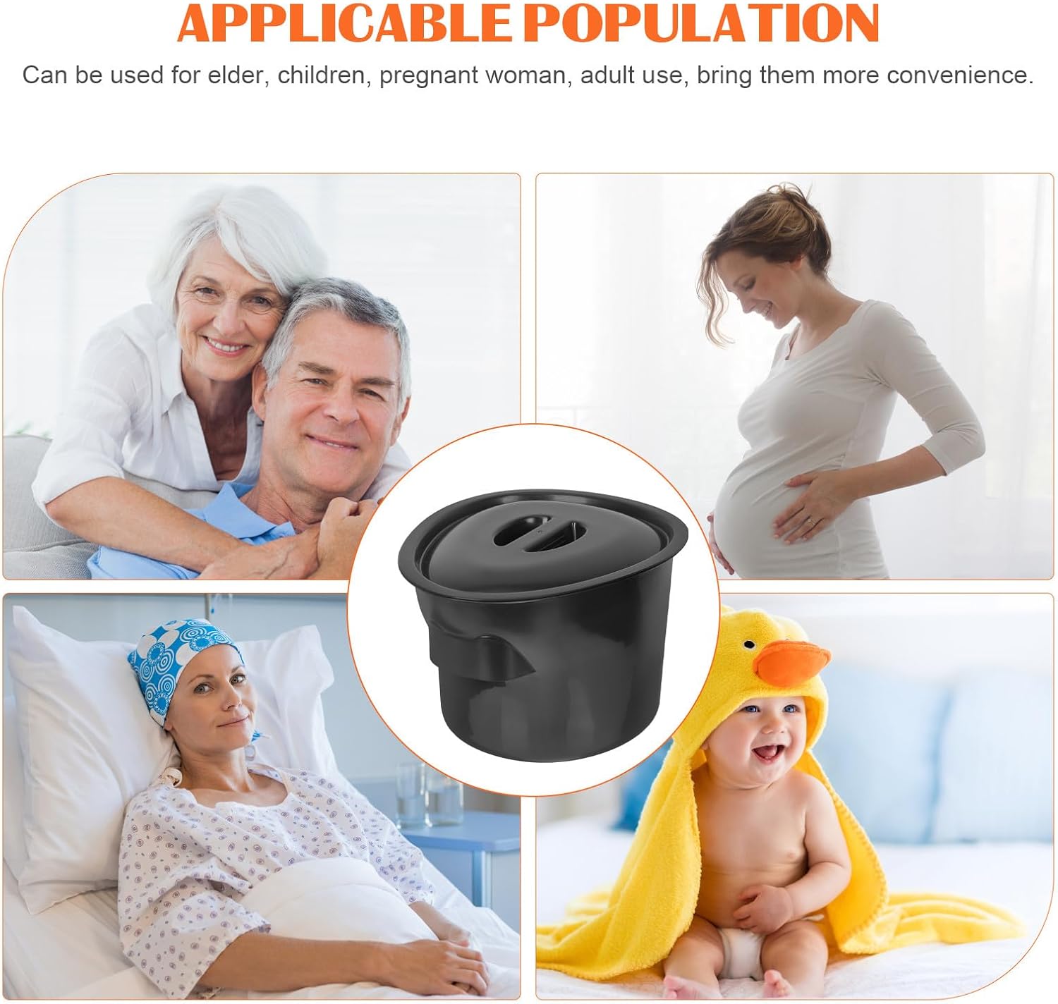 HEMOTON Elderly Urine Bucket with Lid 5l Plastic Bedpan Potty Pot for Household and Hospital Use, Portable Chamber Pot for Pregnant Women and Disabled Patients