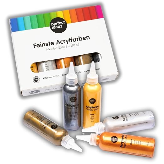 perfect ideaz pinturas acrílicas metalizadas (5 x 150 ml = 750 ml), 5…