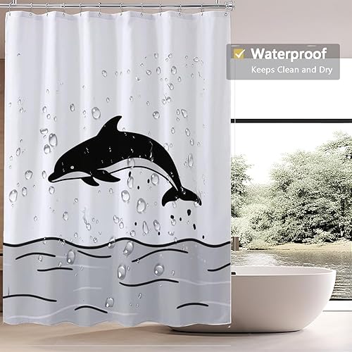 Miniatura 242 de Cortina de ducha de tela blanca con contrapeso inferior, calidad de hotel impermeable, 72 x 72 pulgadas, lavable a máquina B-blanco,Beige