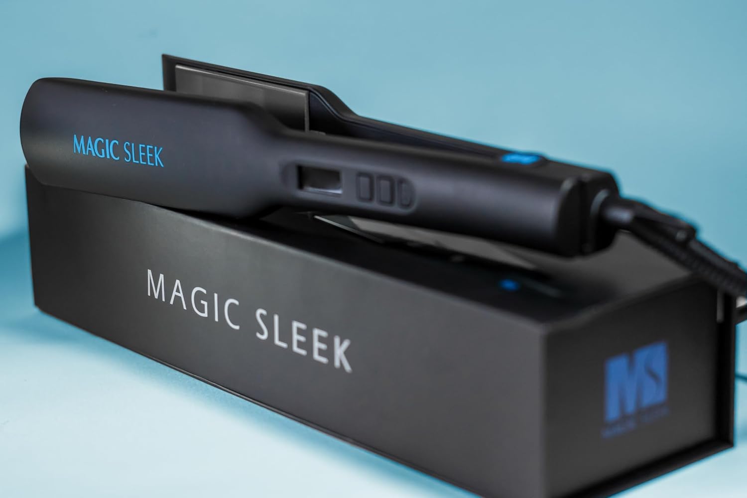 Magic Sleek Professional Titanium Flat Iron 1.75” | Hair Straightener | 460° Styling Temperature | All Hair Types | Digital Display | Multi Styling Tool | Smooth Floating Plates | Fast Heat-Up | Black