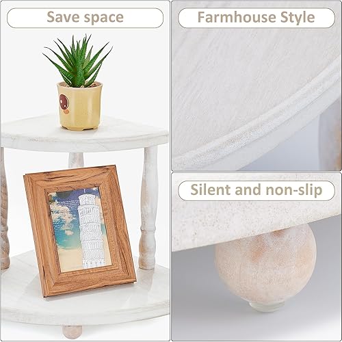 Miniatura 4 de VIVIRBIEN Estante esquinero de madera de 2 niveles, decoración de granja, bandeja escalonada, soporte de bandeja para decoración de cocina para