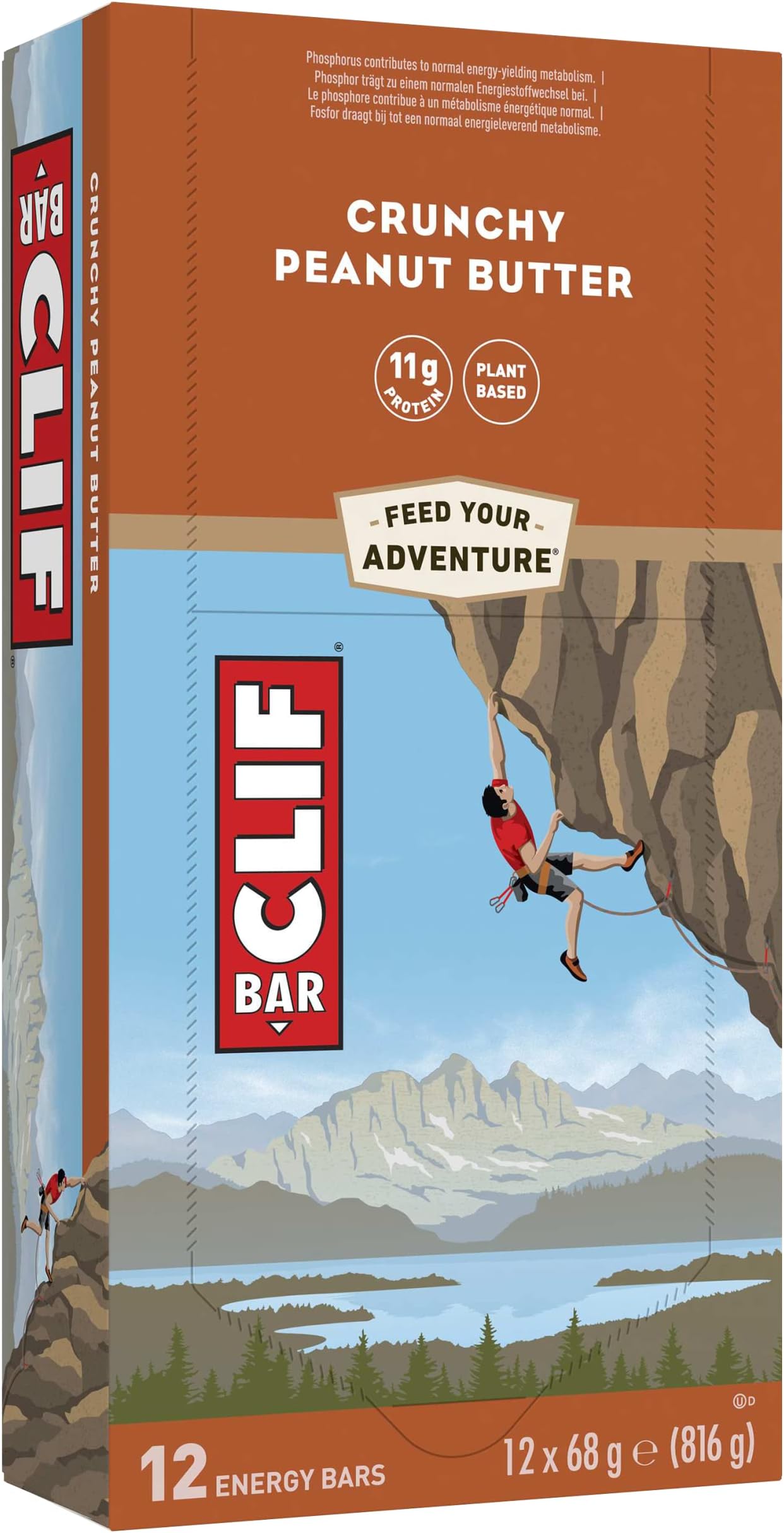 Energy Bars/Nutritional Protein Bar, Source of Plant Based Protein, Crunchy Peanut Butter, 12 x 68g