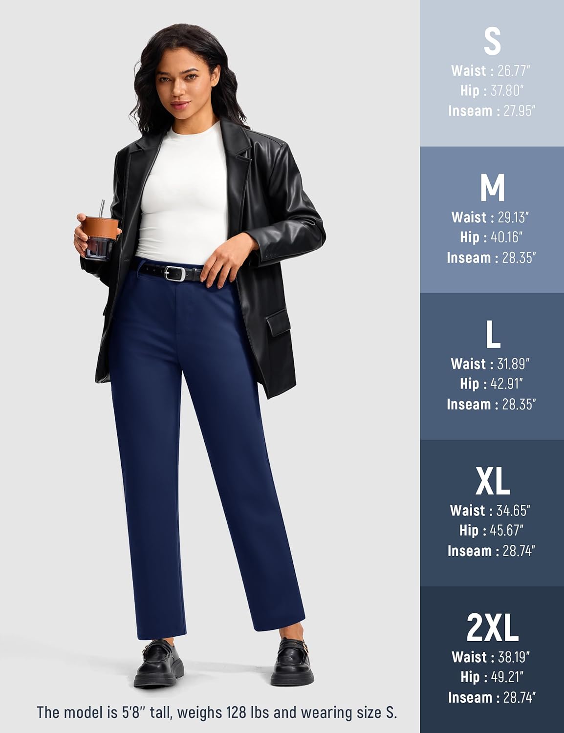 Fleece Lined Pants Women Winter Golf Pant with Zipper Pockets Pull On Stretch Dressy Travel Work Casual Slacks - Image 7