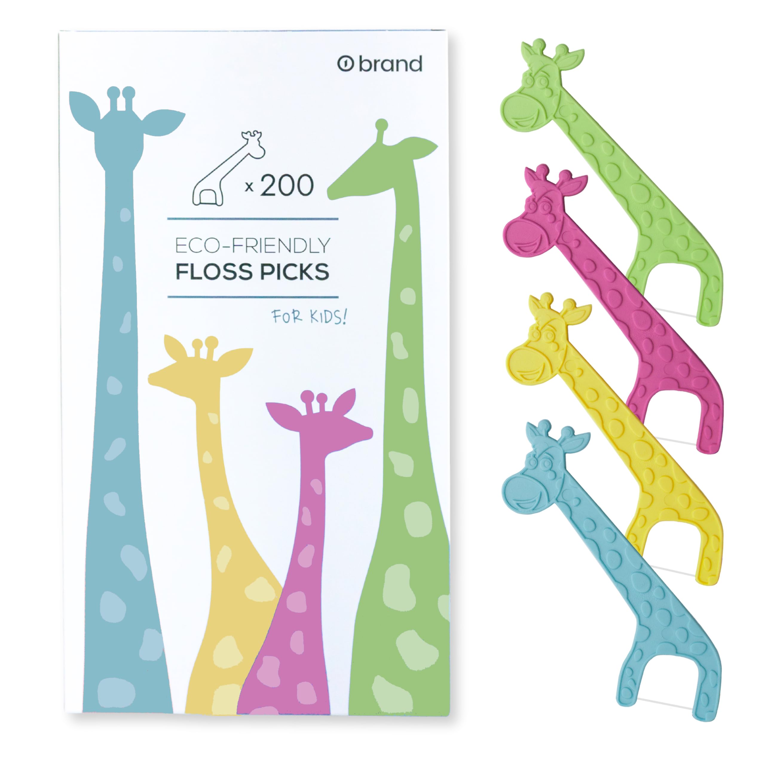 Kids Eco-Friendly Floss Picks 200 Picks Fun Animals and Colors Dental Floss Picks Plant Based