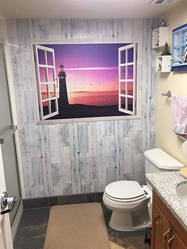 Miniatura 5 de Papel tapiz de madera envejecida, autoadhesivo para el hogar, papel tapiz extraíble de madera grisblanco para cocina, cuarto de bebé, sobre fondo,