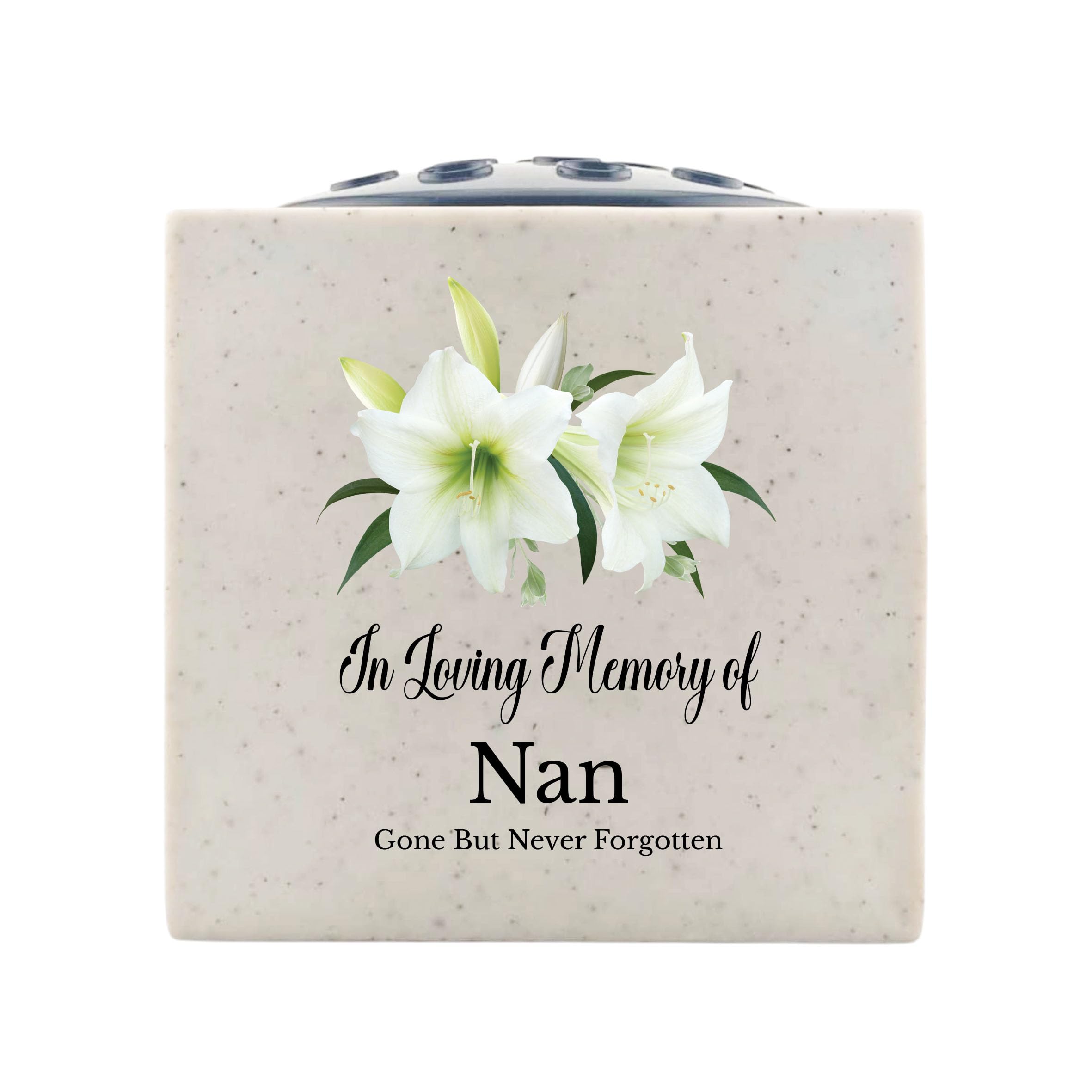 In Loving Memory Of Memorial Rose Bowl Grave Marker Flower Pot Vase With Lily Design (UV PRINTED) (Nan)