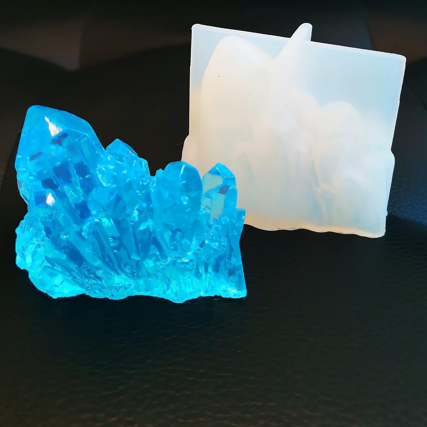 6 Pcs Crystal Cluster Silicone Resin Mold Growing Crystal Quartz Rock Epoxy Silicone Casting Molds for Druzy Isomalt Gems Polymer Clay Fondant Cake Decoration, 3D DIY Making Handmade Display Crafts