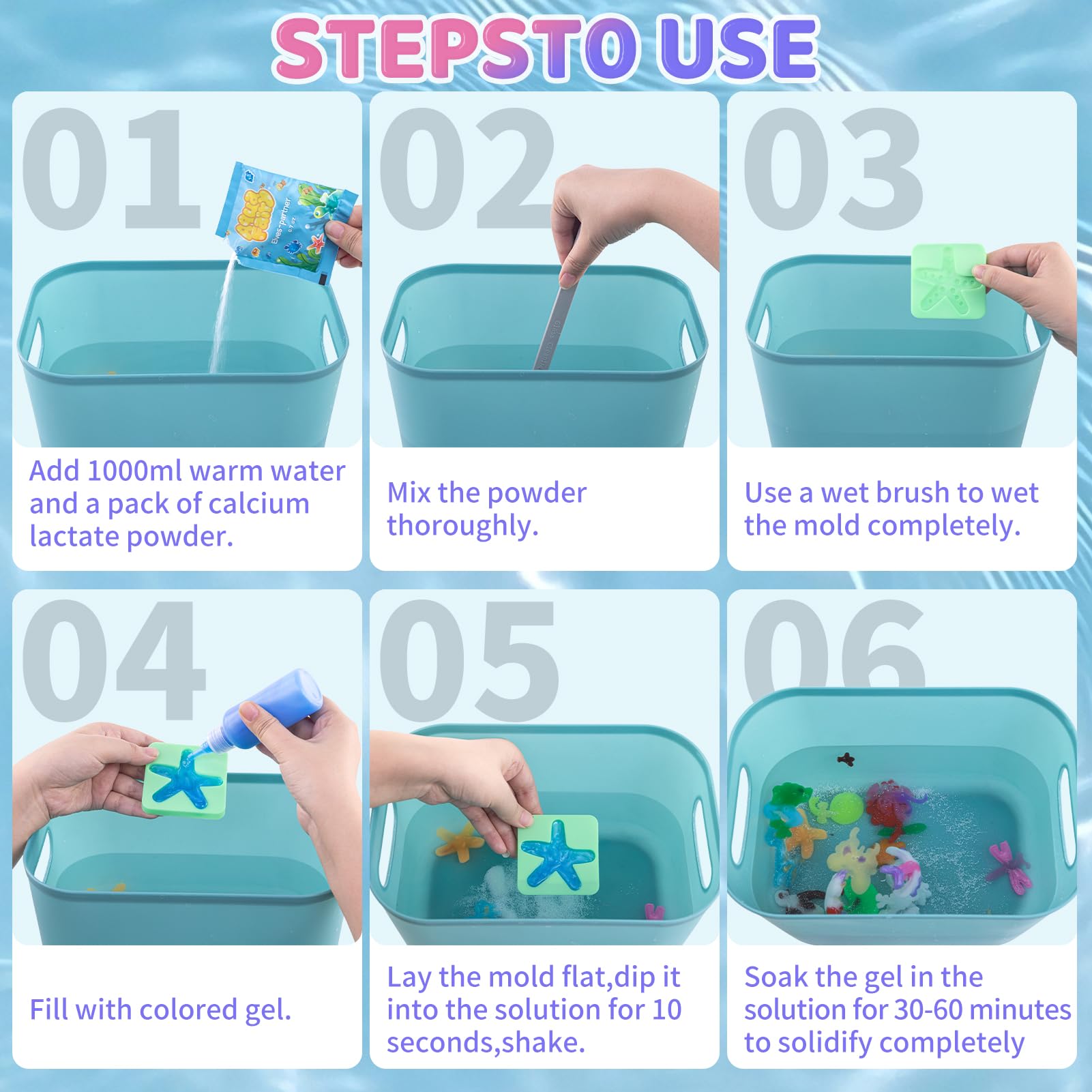 Magic Water Gel Toy Kit DIY 3D Jouet en gel d'eau pour enfants 4 5 6+ | Avec 24 couleurs et 20 formes, jouet créatif d'anniversaire, cadeau de Noël pour garçons et filles à partir de 3 ans