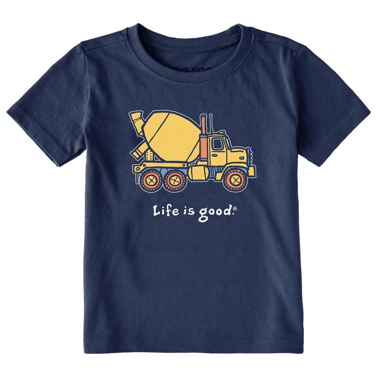 Life is Good Big Cement Mixer Short Sleeve Crusher™ Tee (Toddler) Darkest Blue 2T