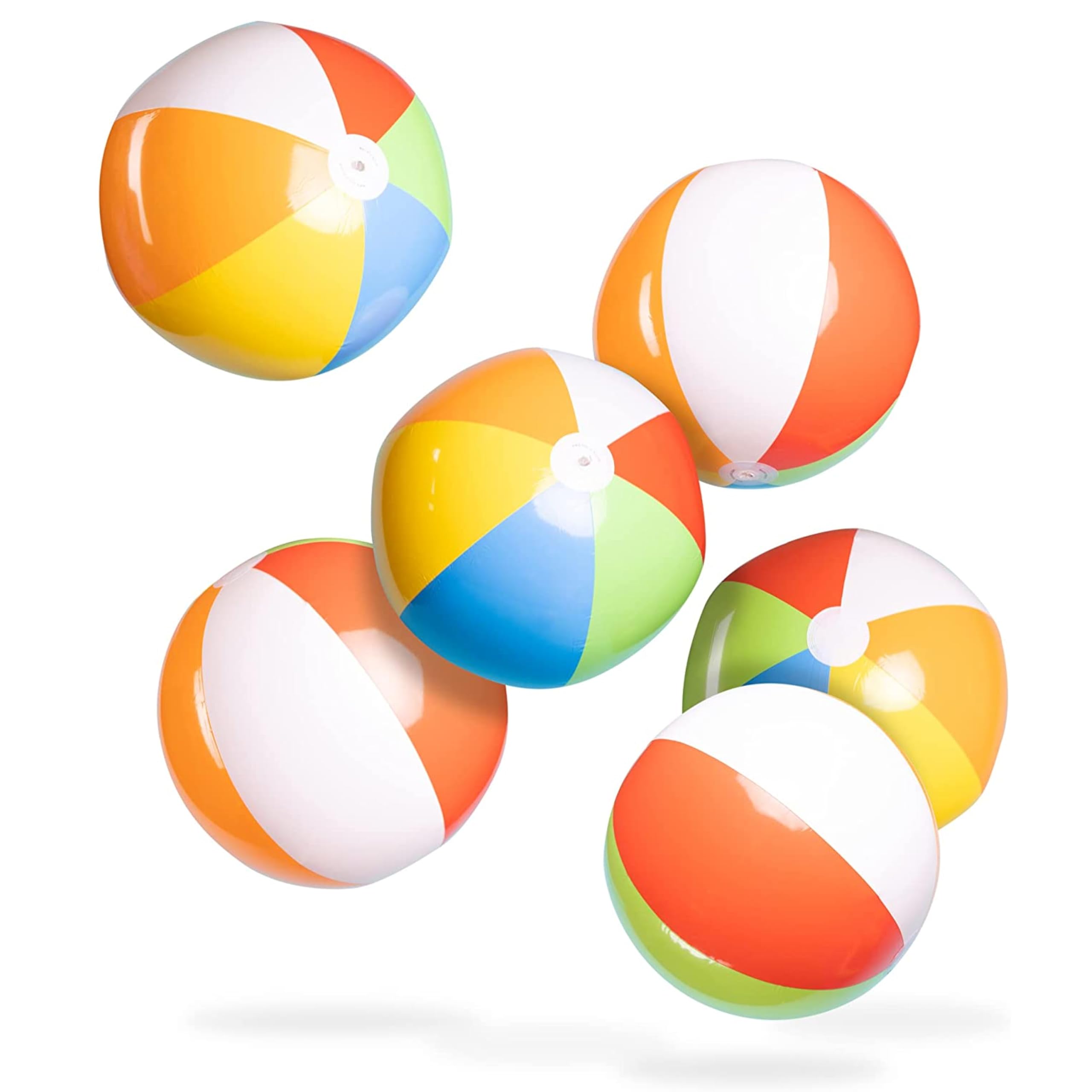 Top Race Fun Land 24 inch Pack of 6 Jumbo Colorful Beach Balls Rainbow Color Beach Balls 24" Inch
