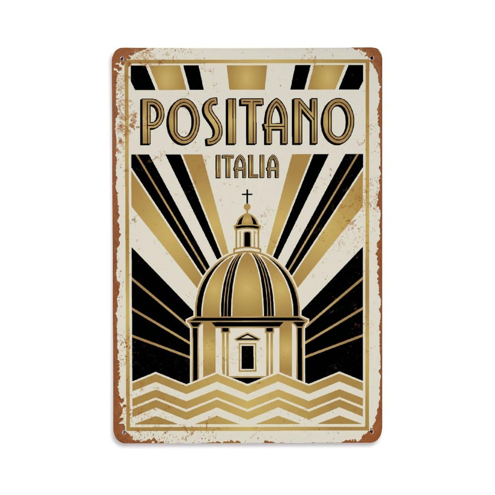 Vintage Travel Positano Italy Discovery Metal Tin Sign
