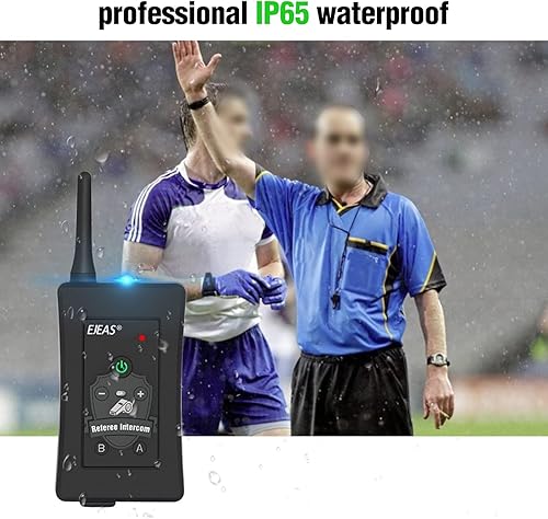 Miniatura 5 de EJEAS FBIM 4 juegos de intercomunicador Bluetooth profesional de árbitro de fútbol, 850 mAh Full Dúplex 1500 M inalámbrico con función de reducción