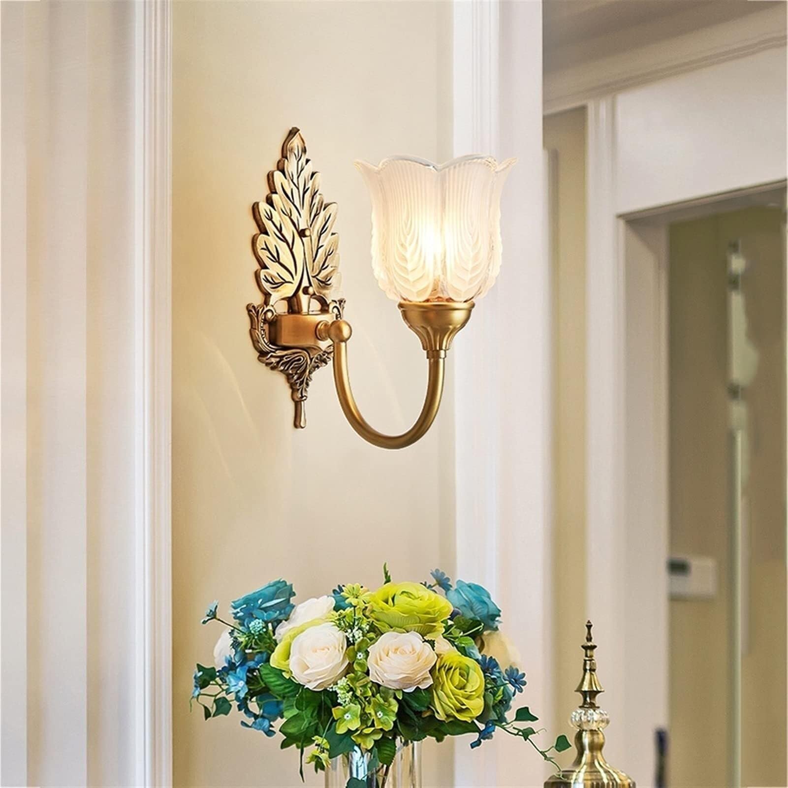 Applique da Parete per Interni Stile retrò in Ottone E Vetro per Bagno Lampade da Parete Moderne per Sala da Pranzo/Soggiorno Corridoio Balcone Stile Rustico