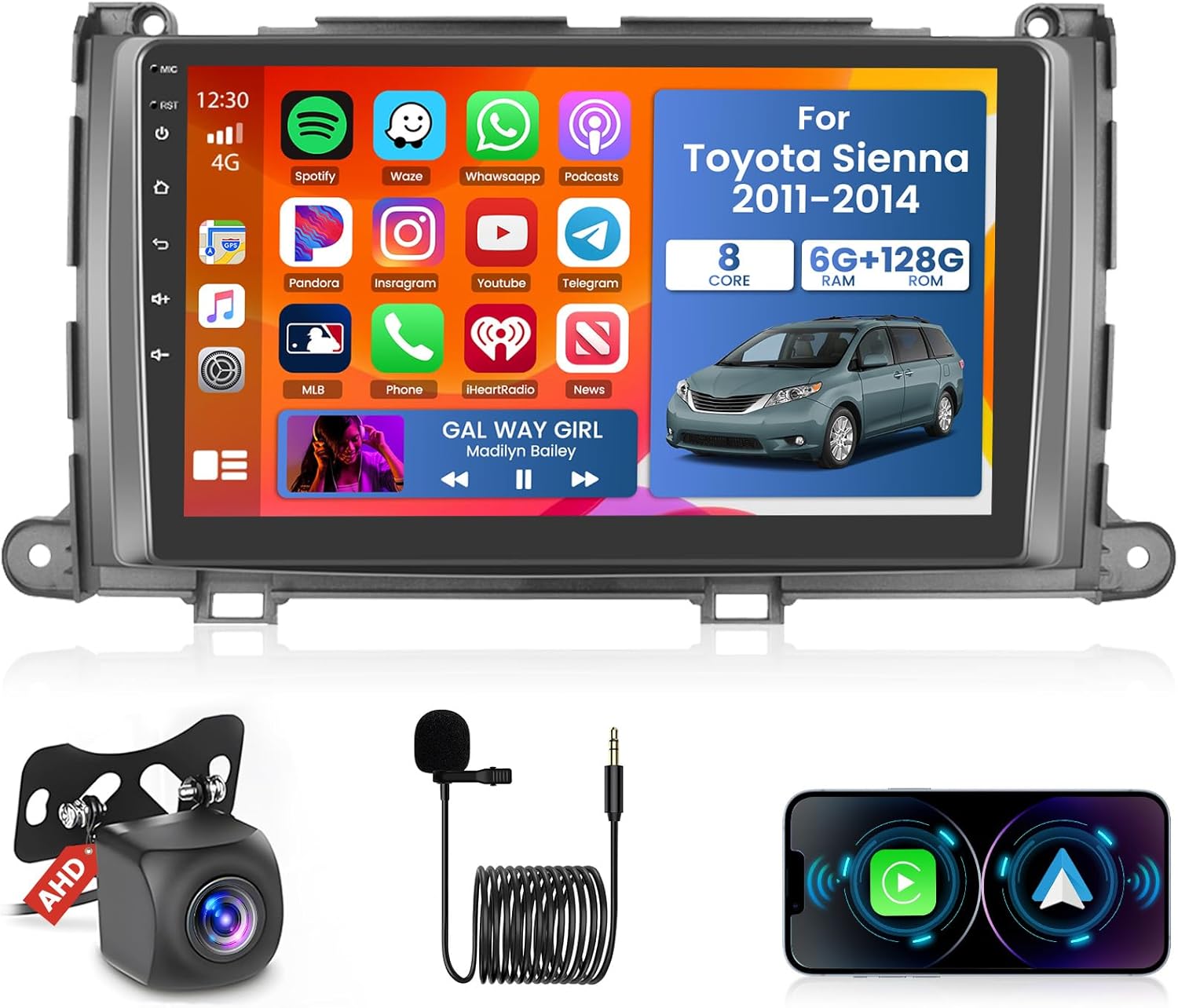 Fuluku 9" Android 15 Car Stereo for Toyota Sienna 2011-2014 with Wireless CarPlay and Android Auto